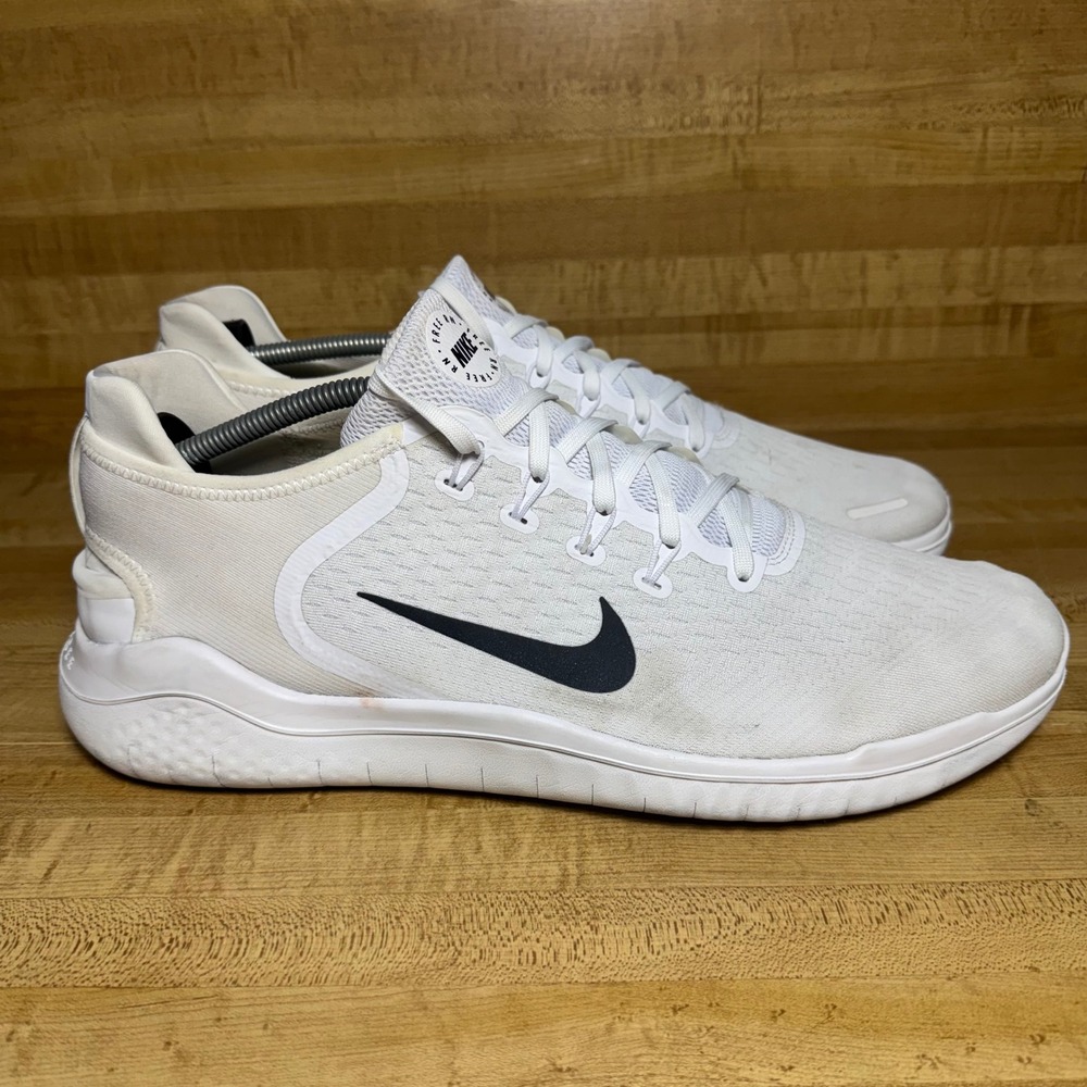Nike Free RN 2018 Mens Running Shoes White Black 942836-100 Size 15